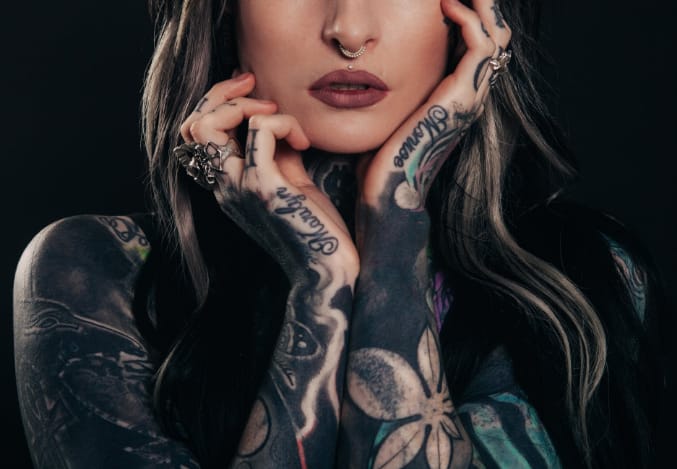 a woman with tattoos